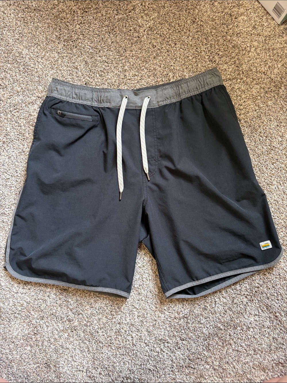 Vuori Black and Gray Mens Swim Trunks